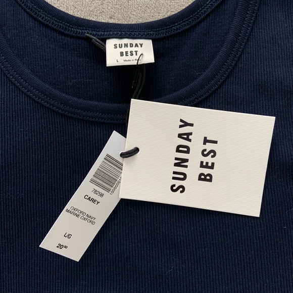 aritzia carey cropped tank in navy blue - Picture 2 of 3